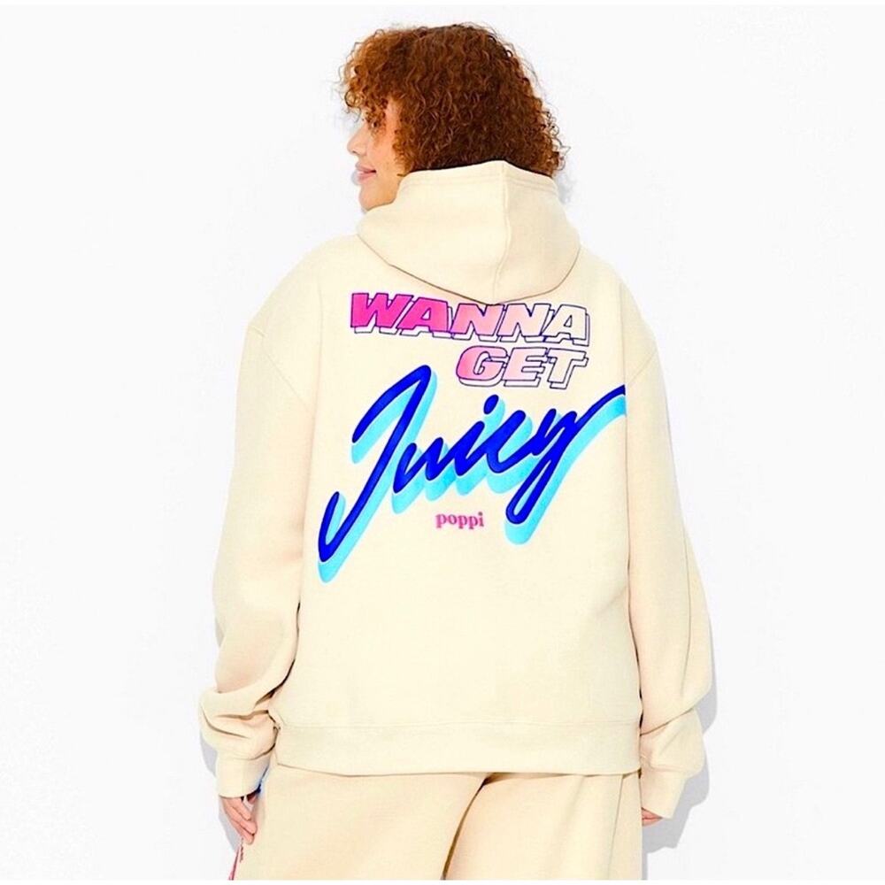 Poppi Soda Tan Wanna Get Juicy Hoodie Womens Medium